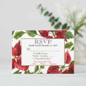 Poinsettia Holiday UAWG Wedding Response mit Mahlz RSVP Karte (Stehend Vorderseite)