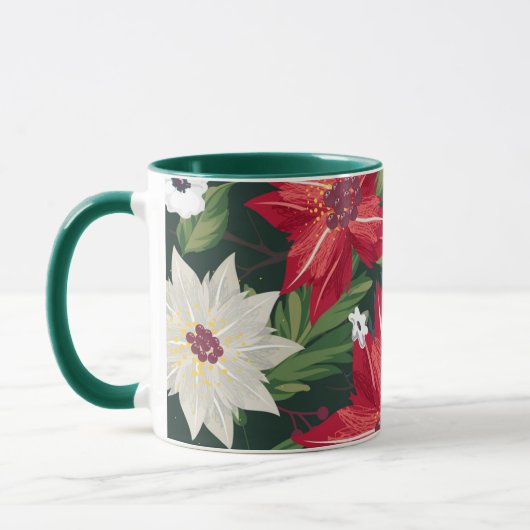 Poinsettia Holiday Wasserfarbe | Weihnachten Tasse (Links)