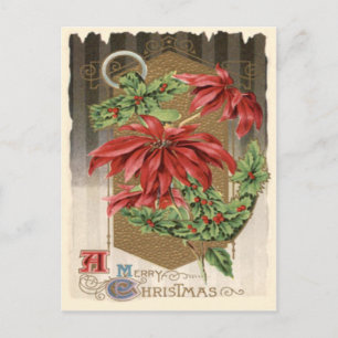 Poinsettia Holly Anchor Nautical Postkarte