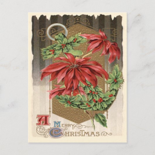 Poinsettia Holly Anchor Nautical Postkarte (Vorderseite)