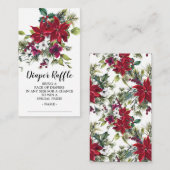 Poinsettia Holly Baby Showdusche Windeln Raffle Ti Begleitkarte (Vorne/Hinten)
