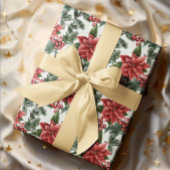 Poinsettia Holly Berries Weihnachten Geschenkpapier
