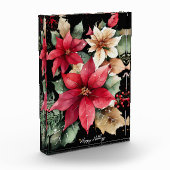 Poinsettia Holly Berry Red White Blumen Christmas Fotoblock (Links)