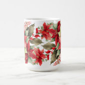 Poinsettia Holly Berry Red White Blumen Christmas Kaffeetasse (Mittel)