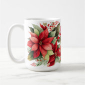 Poinsettia Holly Berry Red White Blumen Christmas Kaffeetasse (Links)
