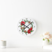 Poinsettia Holly Berry Weihnachtsmann Runde Wanduhr (Zuhause)