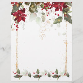 Poinsettia Holly Christmas Letterhead Briefbogen