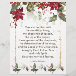 Poinsettia Holly Christmas Prayer Letterhead Briefbogen