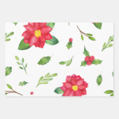Poinsettia & Holly Christmas Wrapping Paper Set Geschenkpapier Set (Vorderseite)