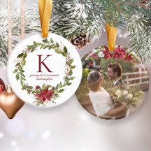 Poinsettia Holly Monogram Holiday Foto