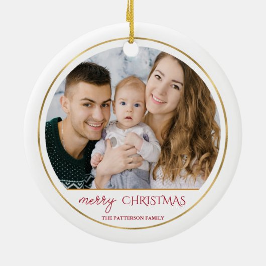 Poinsettia Holly Pine Weihnachtsgebäck Foto Orname Keramik Ornament (Hinten)