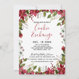 POINSETTIA + HOLLY Watercolor Cookie Exchange Einladung