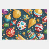 Poinsettia, Holly, Weihnachtsspielzeug - Hintergru Geschenkpapier Set (Vorderseite 3)