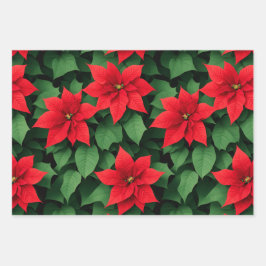 Poinsettia, Holly, Weihnachtsspielzeug - Hintergru Geschenkpapier Set
