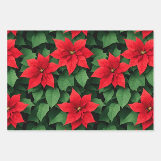 Poinsettia, Holly, Weihnachtsspielzeug - Hintergru Geschenkpapier Set (Vorderseite)