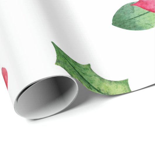 Poinsettia & Holly Weihnachtswrapping Paper Geschenkpapier (Rolleneckpunkt)