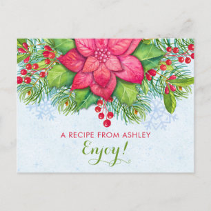 Poinsettia Holly Xmas Weihnachtskarte Postkarte