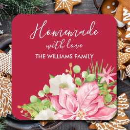 Poinsettia Homemade Food Leckerei Baking Quadratischer Aufkleber
