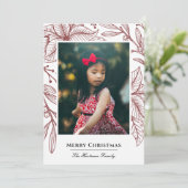 Poinsettia Impressum Elegantes Rotes Foto Feiertagskarte (Stehend Vorderseite)