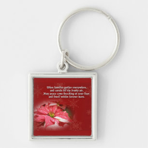 Poinsettia in Rot und Weiß Schlüsselanhänger