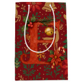 Poinsettia, Initial E Letter White Medium Gift Mittlere Geschenktüte (Vorderseite)