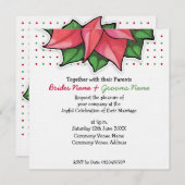 Poinsettia Joy dots Top Hochzeit Einladung (Vorne/Hinten)
