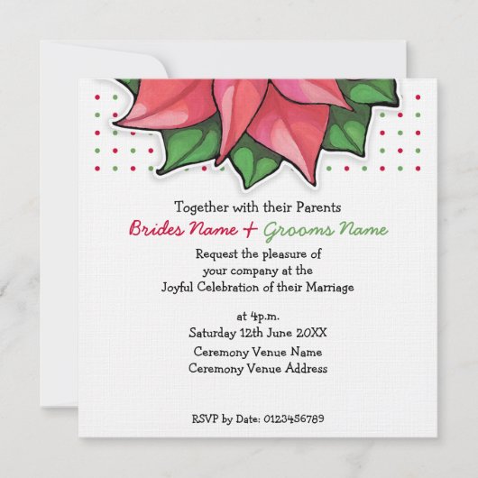 Poinsettia Joy dots Top Hochzeit Einladung (Vorderseite)