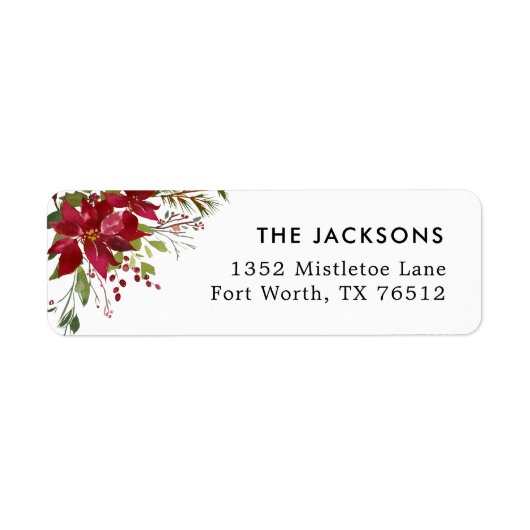 Poinsettia Joyful Holiday Return Address Label (Vorne)