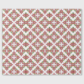 Poinsettia Kaleidoskop Muster Red Green Geschenkpapier (Flach)