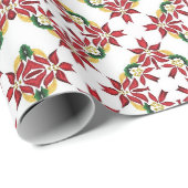 Poinsettia Kaleidoskop Muster Red Green Geschenkpapier (Rolleneckpunkt)