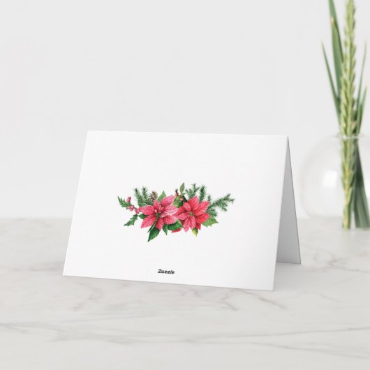 Poinsettia & Kardinal Weihnachtsfeiertage Dankeskarte (Rückseite)