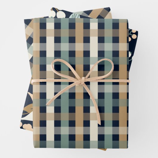 Poinsettia karierter Winterurlaub Geschenkpapier Set (Beispiel)