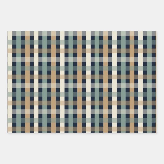 Poinsettia karierter Winterurlaub Geschenkpapier Set (Vorderseite)