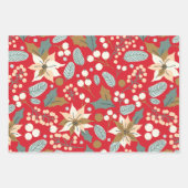 Poinsettia karierter Winterurlaub Geschenkpapier Set (Vorderseite 2)