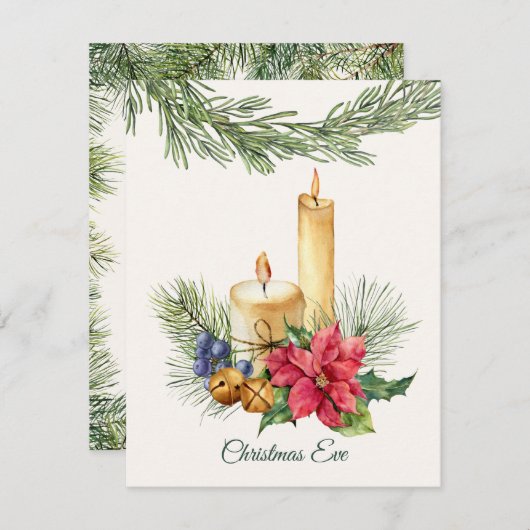 Poinsettia, Kerzen, Kiefer, Glocken Weihnachten (Vorne/Hinten)