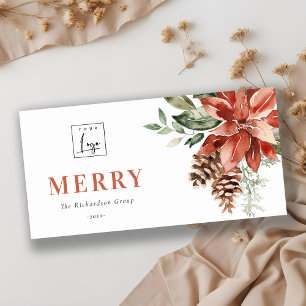Poinsettia Kiefer Frohe Weihnachten Logo Geschäft