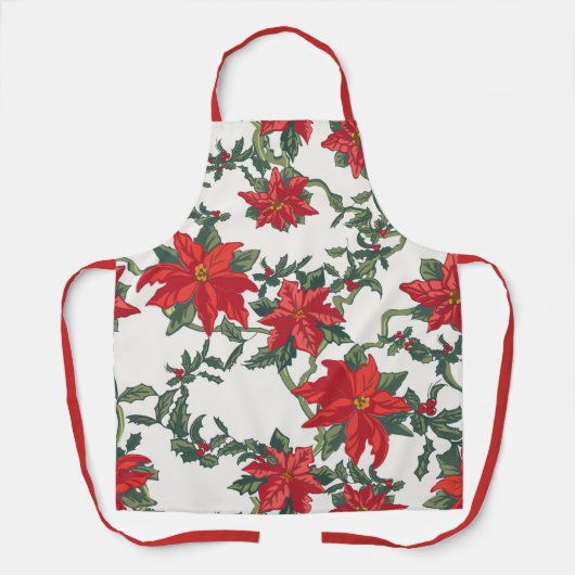 Poinsettia Kitchen Schürze Allover Print (Vorderseite)