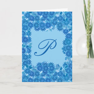 Poinsettia Kranz mit Monogramm, blau Feiertagskarte