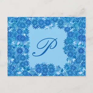 Poinsettia Kranz mit Monogramm, blau Postkarte