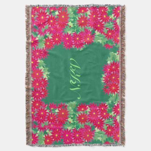 Poinsettia Kranz mit Monogramm, Rot und Grün Decke (Vorderseite Vertikal)