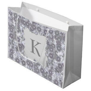 Poinsettia-Kranz mit Monogramm, silbernes Grau Große Geschenktüte