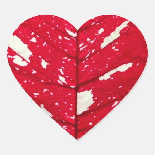 Poinsettia Leaf Texture Heart Stickers (Vorderseite)