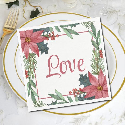 Poinsettia Liebe Weihnachtsfest Serviette