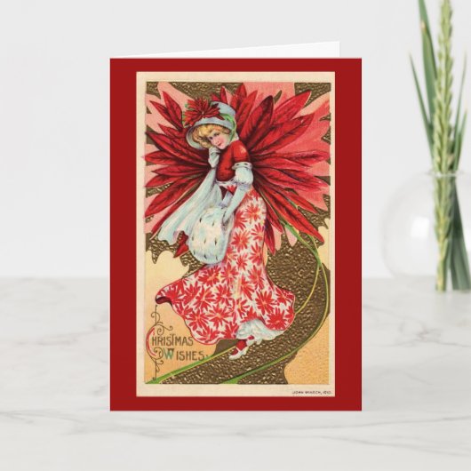 Poinsettia-Mädchen - Weihnachtskarte Feiertagskarte (Vorderseite)