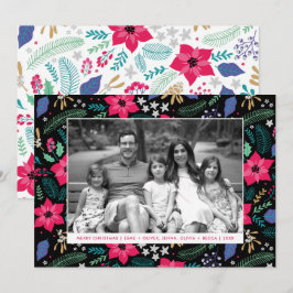 Poinsettia Magic Pink Weihnachtsfotokarte Feiertagskarte