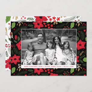 Poinsettia Magic Red Christmas Holiday Foto Card Feiertagskarte