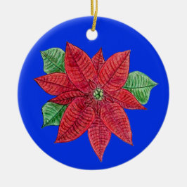 Poinsettia MEMORIAL Ornament/Blue - Passen Sie sic Keramik Ornament
