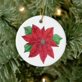 Poinsettia MEMORIAL Ornament/White - Passen Sie es Keramik Ornament
