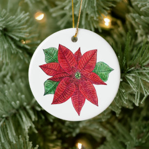 Poinsettia MEMORIAL Ornament/White - Passen Sie es Keramik Ornament