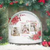 Poinsettia & Merry Christmas 3-Photo Snow Globe Schneekugeln